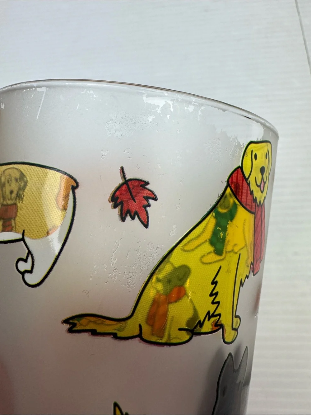 Culver Ltd Frosted Glasses Dogs In Scarves Set Of 2 Rocks Tumblers Flawed As Is